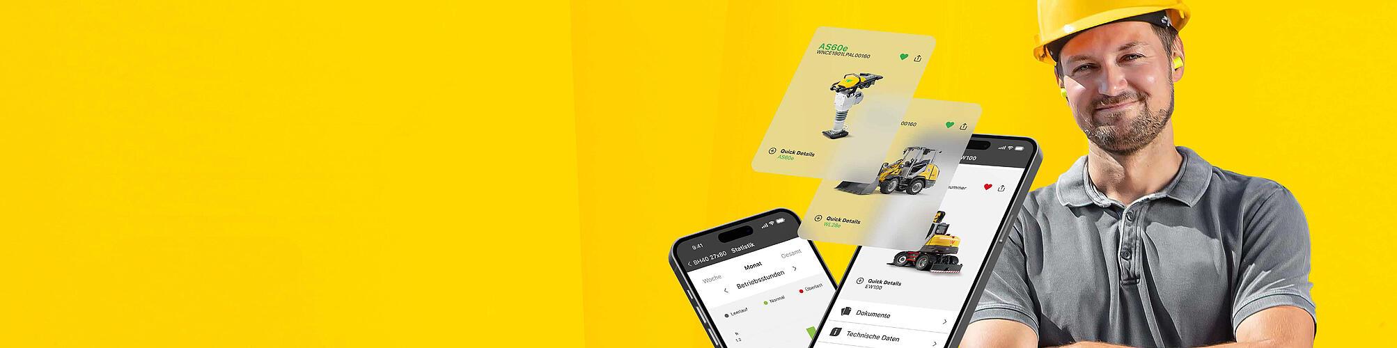 Wacker Neuson employee with mobile phone